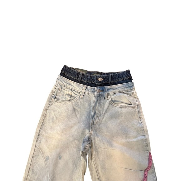 Wild Fable Denim Jeans Size 2 Distressed High Rise 2 Tone - Picture 5 of 6